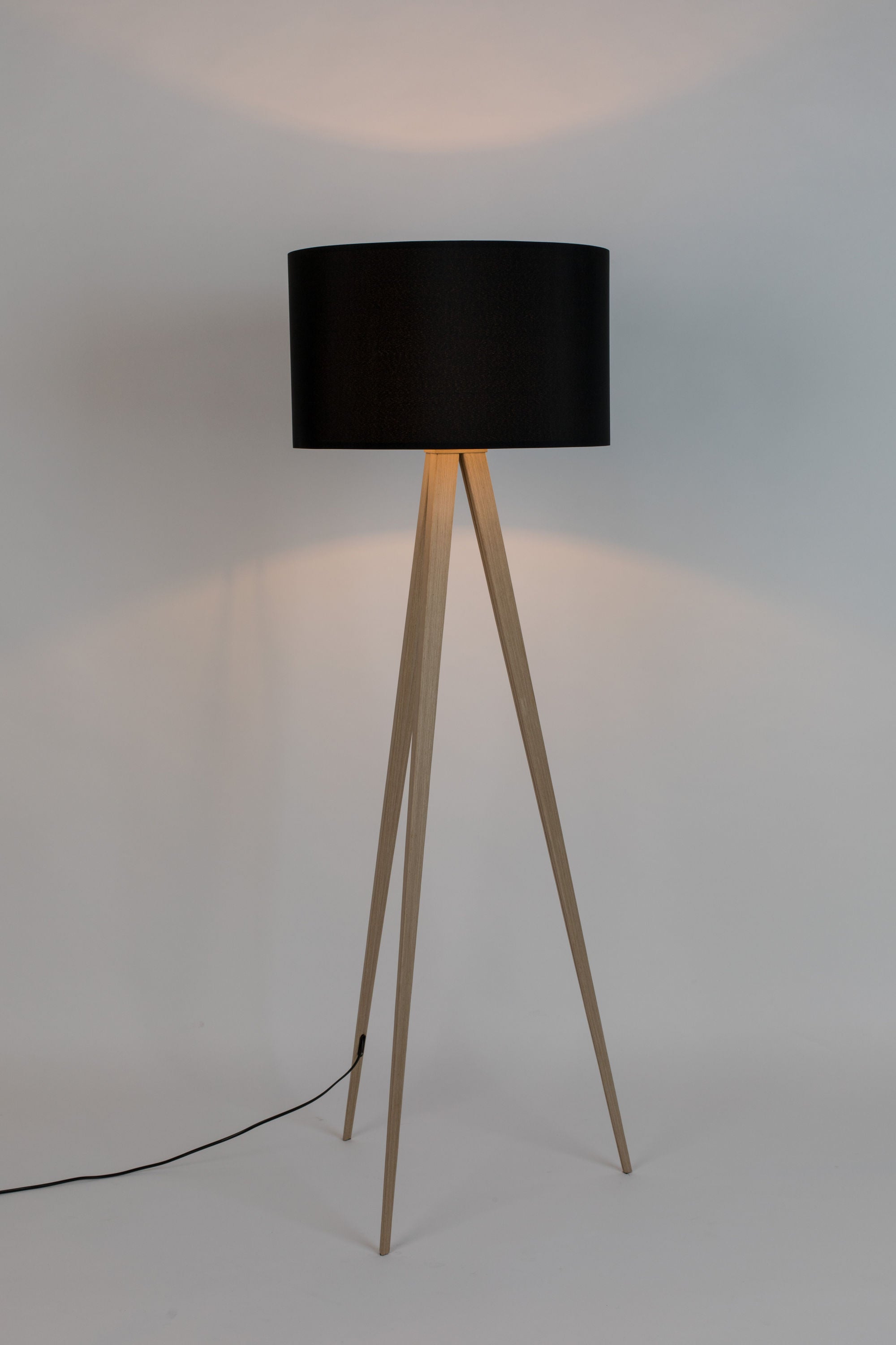 Zuiver Tripod Wood Black Floor Lamp